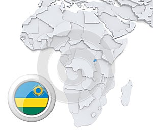 Rwanda on Africa map