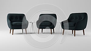 3D modeled Talkshow chairs, Webinar chairs. photo