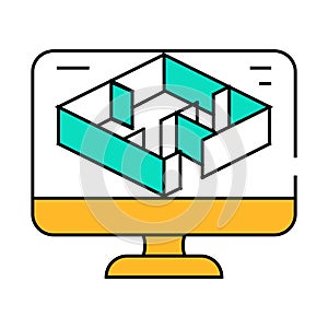 3d modeling architectural drafter icon color illustration photo