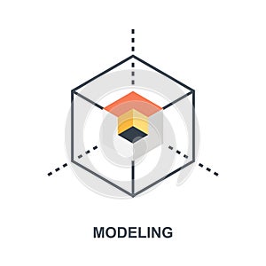 3D Modeling flat icon design concept