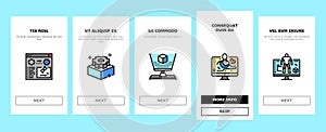 3d Modelling Software And Device Onboarding Icons Set Vector