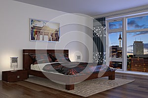 3d - modern bedroom - hotel