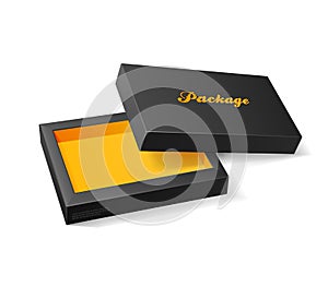 3D Modern Candy Open Box, Black And Orange Yellow