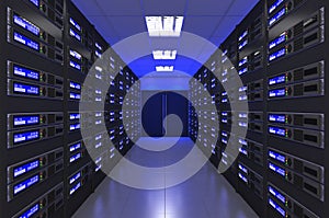 3d Modern interior of server room