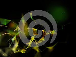 3D modern network communications background with low poly design