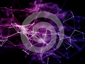 3D modern network communications background with low poly design