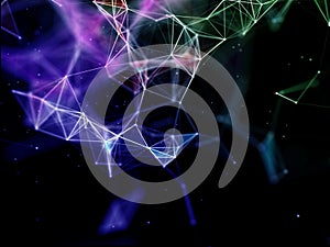 3D modern network communications background with low poly design