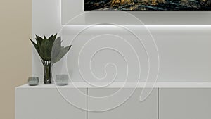 3d render of a modern small bedroom interior with TV Panel