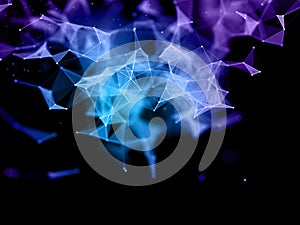 3D modern technology background with low poly plexus design