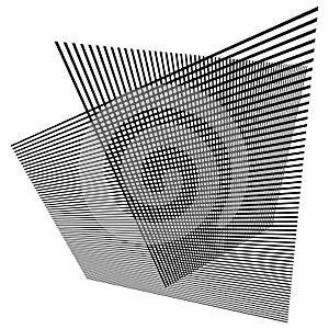 3D moire grid mesh. Tilted, skew intersecting lines pattern vector photo