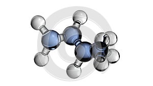 3D molecular model of isobutane displayed clearly on pure white background