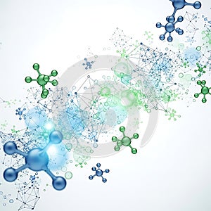 3D Molecular Network Structure with Glowing Nodes and Connected Spheres in Scientific Data Visualization