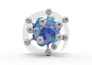 3d molecular structure of a blue carbon atom surrounded by hydrogen atoms