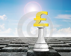 3D money chess of golden pound currency