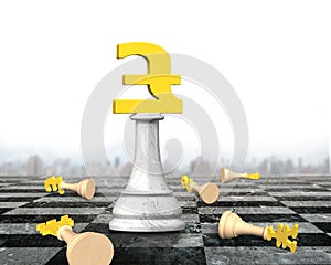 3D money chess with golden pound currency king