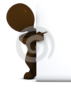 3D Morph Man with blank sign