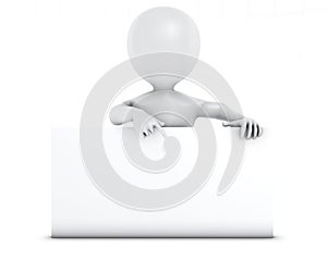 3D Morph Man with blank sign