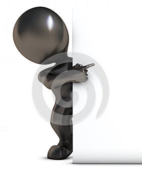 3D Morph Man with blank sign