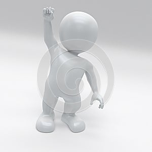 3D Morph Man with fist raised protesting