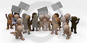 3D Morph Man protesting peacefully