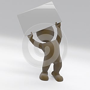 3D Morph Man with sign protesting