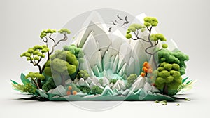 Vynikajúca  trojrozmerný návrh maľby z hory stromy a vtáctvo 