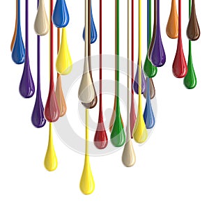 3D multicolor colorful glossy paint drop blobs