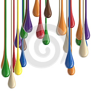 3D multicolor colorful glossy paint drop blobs