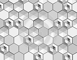 3d mural Abstract grayscale hexagon pattern design background wallpaper 3d metal wallpaper.