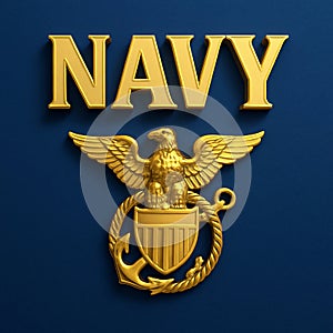 3D navy logo with text 