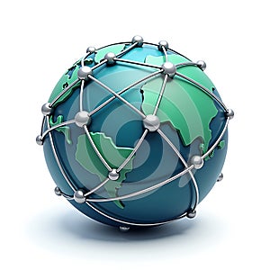 3D Network Globe Web icon isolated on a white background photo