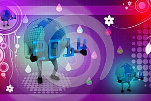 3d New Year 2014 concept with Earth globe