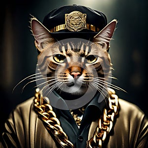 3d NFT illustration of a cat , looking straight in the camera photo