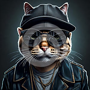3d NFT illustration of a cat , looking straight in the camera photo