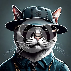 3d NFT illustration of a cat , looking straight in the camera photo
