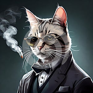 3d NFT illustration of a cat , looking straight in the camera photo