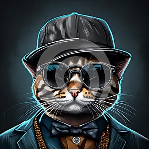 3d NFT illustration of a cat , looking straight in the camera photo