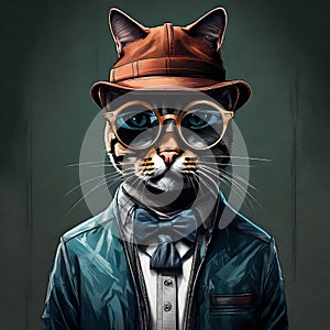 3d NFT illustration of a cat , looking straight in the camera photo