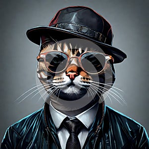 3d NFT illustration of a cat , looking straight in the camera photo