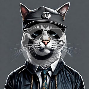 3d NFT illustration of a cat , looking straight in the camera photo