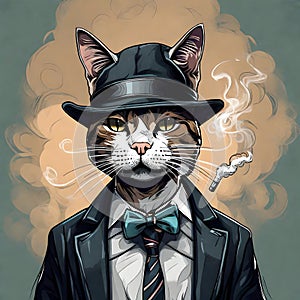 3d NFT illustration of a cat , looking straight in the camera photo