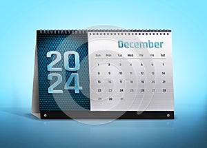 December 2024 Calendar Isolated on blue background with space for copy photo