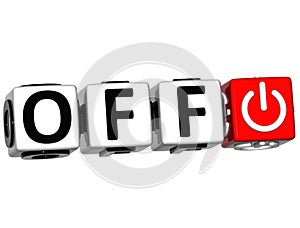 3D Off button cube text