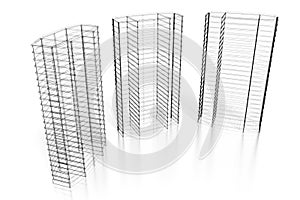 3D office buildings - wireframe