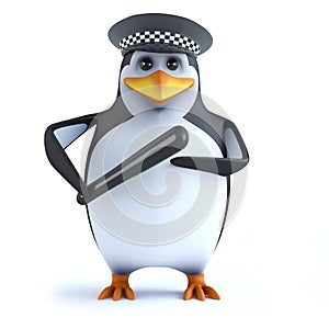 3d Officer penguin with truncheon photo