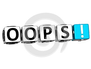 3D Oops Block Text on white