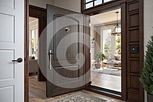 3D open and close house or office front door frame