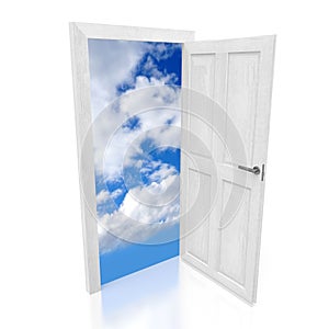 Open door, sky concept - 3D illustration