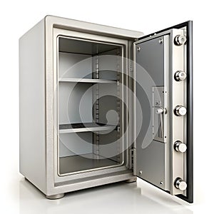 3D safe open isolated on white background