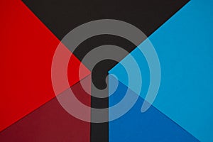 3d optical illusion, red and blue cube on black background